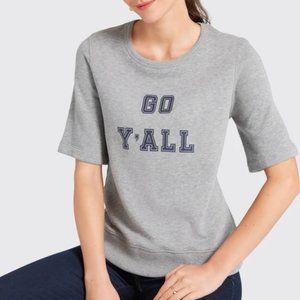 Draper James "Go Y'all" game day short sleeved sweatshirt; size medium